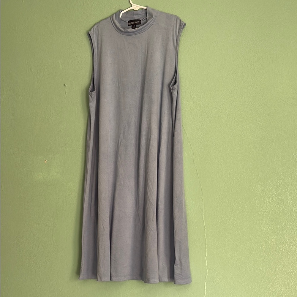 Casual Blue A-Line Sleeveless Midi Dress